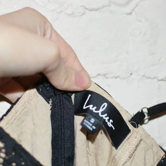 Lulu’s | Nude Black Overlay Lace Dress - Picture 9 of 11